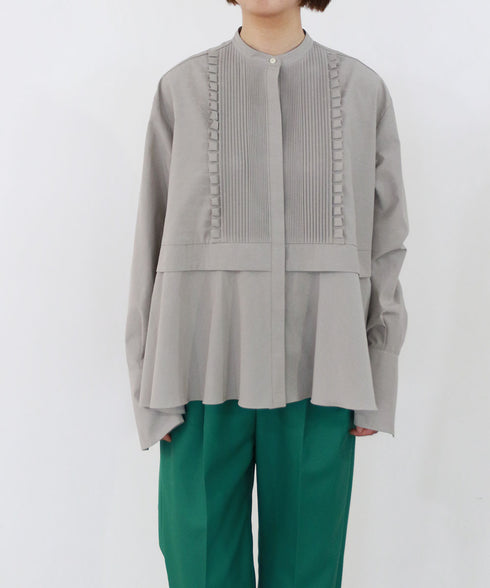 tuck frill flare shirt